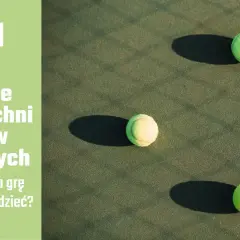 Trzy piłki tenisowe leżą na zielonym korcie twardym. Logo "Prince Akademia Tenisa" i tekst o rodzajach nawierzchni kortów.